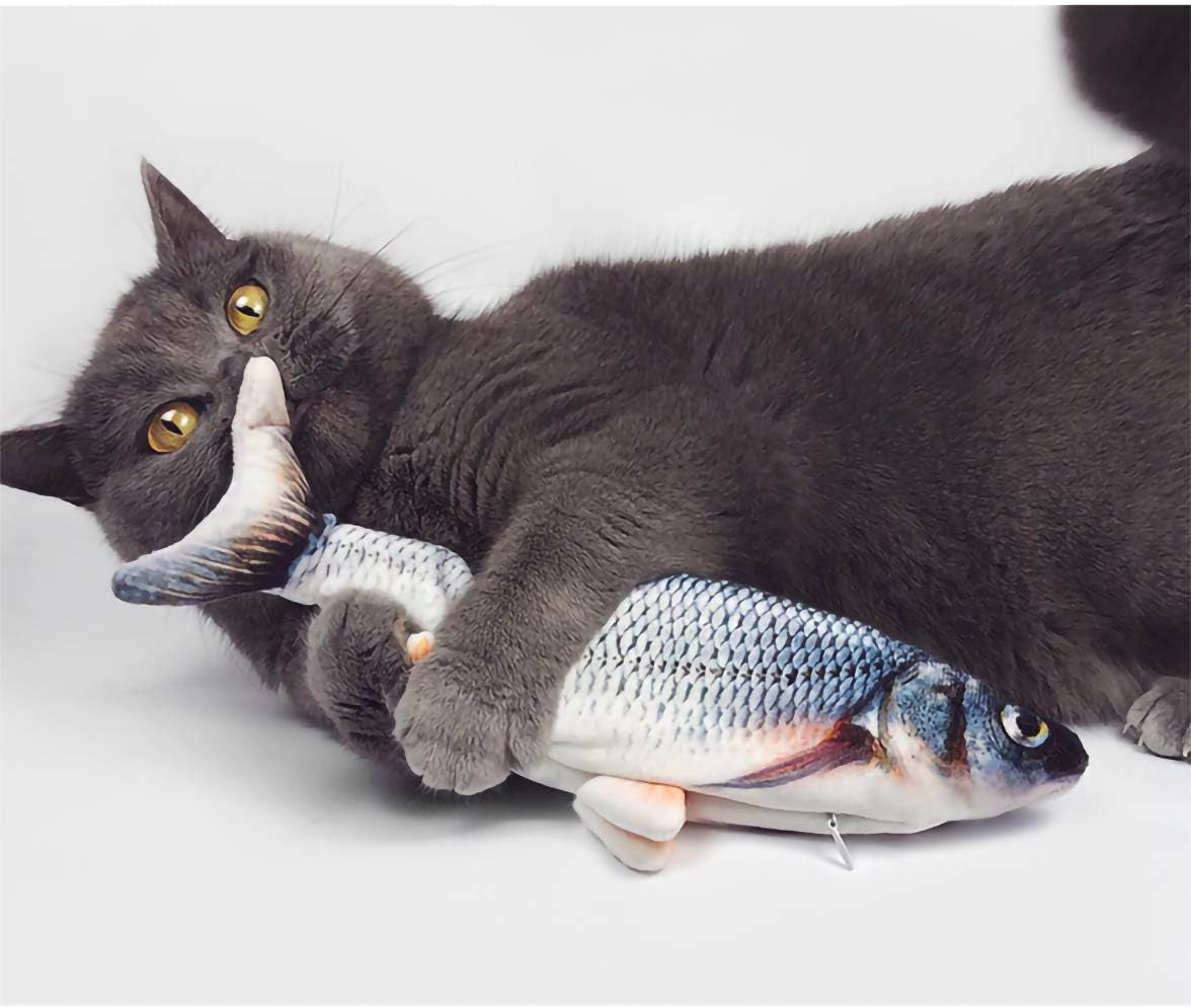 Floppy Fish Cat Toy, 2 Pack Interactive Cat Toy-Realistic Plush Simulation Fish Cat Toy-Electric Fish Catnip Toys- Funny Pets Chew Bite Supplies for Cat, Kitty, Puppy, Kitten (Navybule+Yellow)