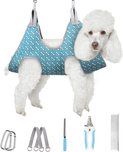 Pet Grooming Hammock Harness for Cats&Dogs,Relaxation Hammock Restraint Dog&Small Animal Leashes Sling for Grooming and Nail Trimming Clipping Grooming L(Legs Spacing:10.6''-15''/Maxw:70Lbs)