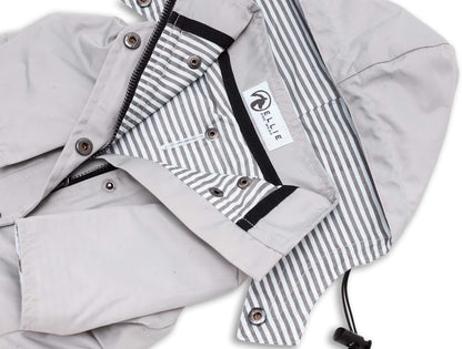 Zip up Dog Raincoats with Reflective Buttons, Pockets, Rain/Water Resistant, Adjustable Drawstring, & Removable Hood - XXS to XXL - Stylish Premium Dog Raincoats (Light Grey, Medium)