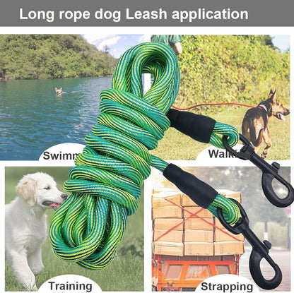 8Ft 12Ft 20Ft 30Ft 50Ft 75Ft Dog Tie Out Long Tether Rope Dog Lead, Outdoor Yard Leash, Large Medium Dogs Training, Playing, Camping, Backyard (Green, 50 Foot)