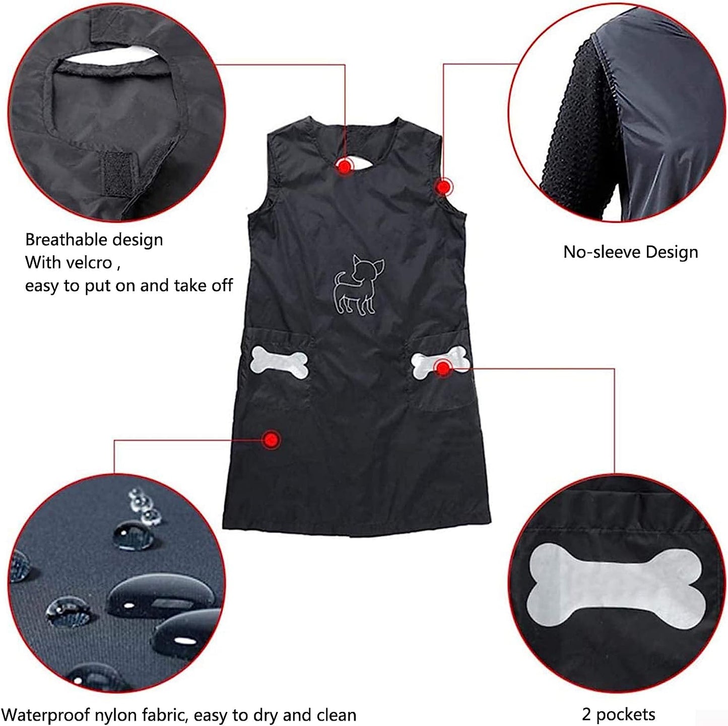 Pet Grooming Aprons Pet Bathing Gown Cat Dog Waterproof Haircutting Grooming Clothes Pet Grooming Smock with Pockets (Large)